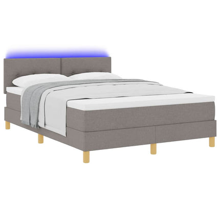 LED Box Spring Bed med hovedgærde Gråbrun 160 x 200 cm Stof