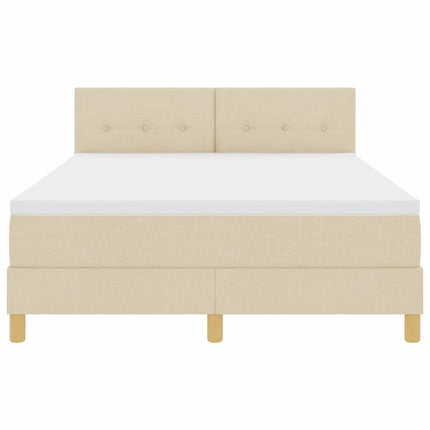 LED Box Spring Bed med LED-lysstrimler Creme 160 x 200 cm Stof