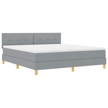 LED Box Spring Bed med hovedgærde Lysegrå 180 x 200 cm Stof