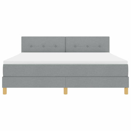 LED Box Spring Bed med hovedgærde Lysegrå 180 x 200 cm Stof