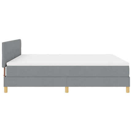 LED Box Spring Bed med hovedgærde Lysegrå 180 x 200 cm Stof