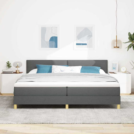 LED Box Spring Bed med hovedgærde Mørkegrå 200 x 200 cm Stof