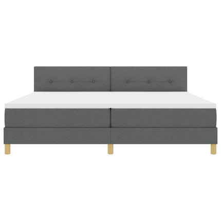 LED Box Spring Bed med hovedgærde Mørkegrå 200 x 200 cm Stof