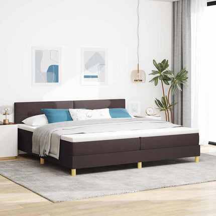 LED Box Spring Bed med hovedgærde Mørk Brun 200 x 200 cm Stof