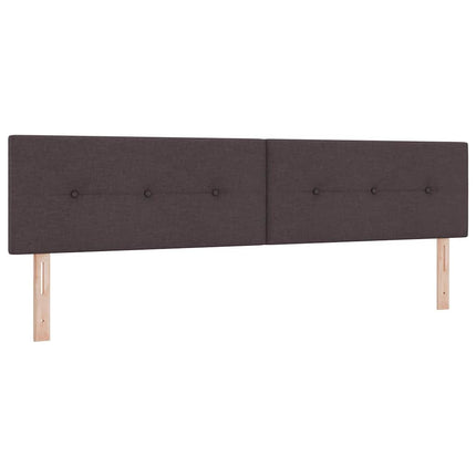 LED Box Spring Bed med hovedgærde Mørk Brun 200 x 200 cm Stof