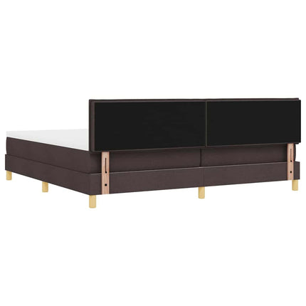 LED Box Spring Bed med hovedgærde Mørk Brun 200 x 200 cm Stof