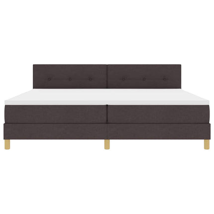 LED Box Spring Bed med hovedgærde Mørk Brun 200 x 200 cm Stof