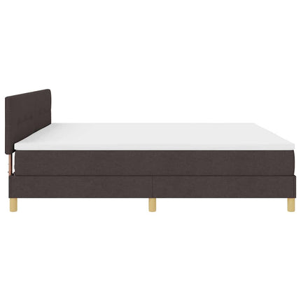 LED Box Spring Bed med hovedgærde Mørk Brun 200 x 200 cm Stof