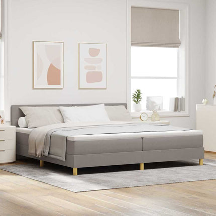 LED Box Spring Bed med pude Gråbrun 200 x 200 cm Stof