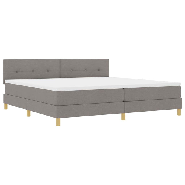 LED Box Spring Bed med pude Gråbrun 200 x 200 cm Stof