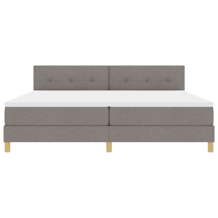 LED Box Spring Bed med pude Gråbrun 200 x 200 cm Stof