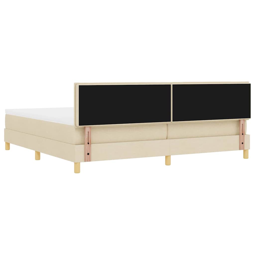 LED Box Spring Bed med pude Creme 200 x 200 cm Stof