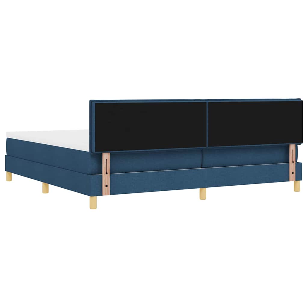 LED Box Spring Bed med LED-lysstrimler Blå 200 x 200 cm Stof
