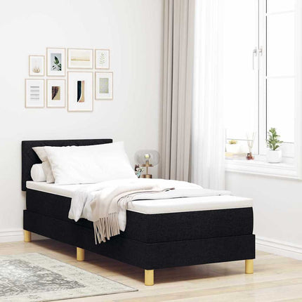 LED Box Spring Bed med pude Sort 80 x 200 cm Stof