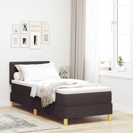 LED Box Spring Bed med hovedgærde Mørk Brun 80 x 200 cm Stof