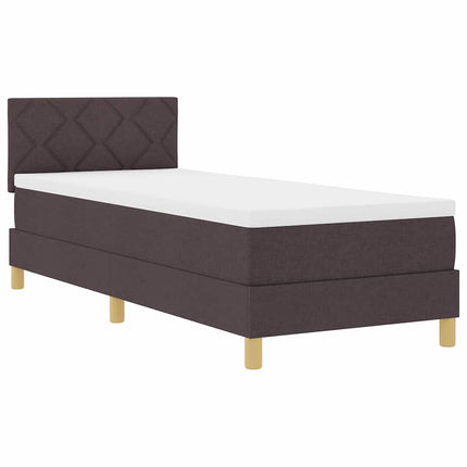 LED Box Spring Bed med hovedgærde Mørk Brun 80 x 200 cm Stof