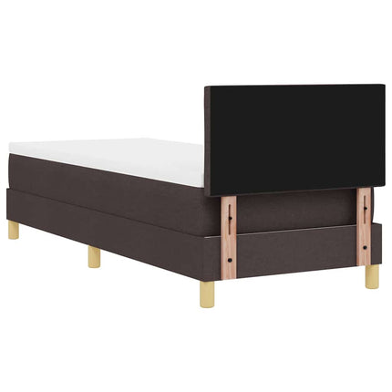 LED Box Spring Bed med hovedgærde Mørk Brun 80 x 200 cm Stof