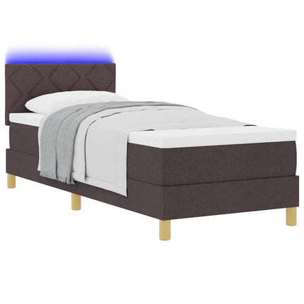LED Box Spring Bed med hovedgærde Mørk Brun 80 x 200 cm Stof