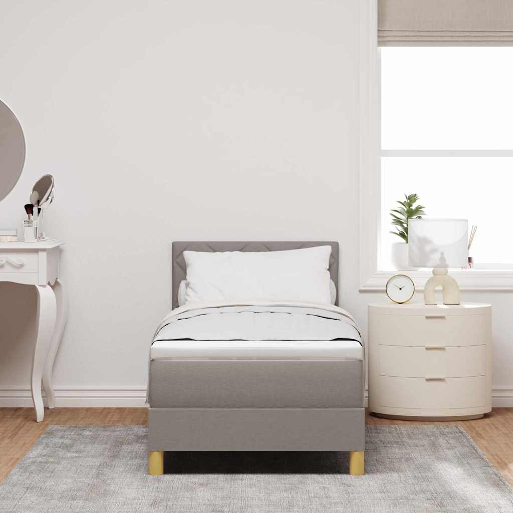 LED Box Spring Bed med LED-lysstrimler Gråbrun 80 x 200 cm Stof
