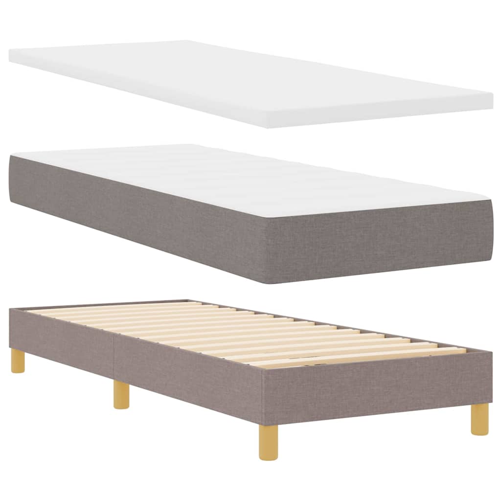 LED Box Spring Bed med LED-lysstrimler Gråbrun 80 x 200 cm Stof