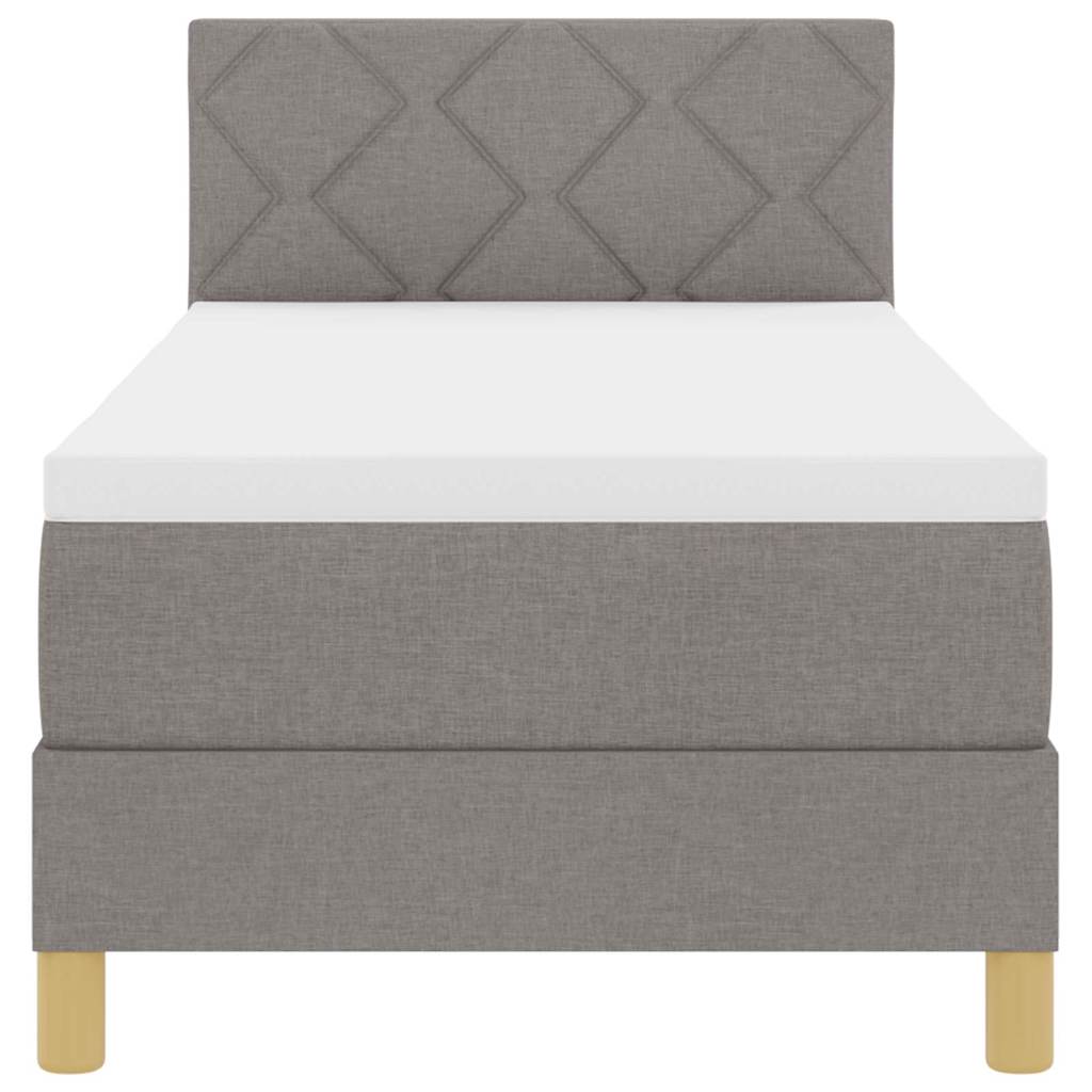 LED Box Spring Bed med LED-lysstrimler Gråbrun 80 x 200 cm Stof