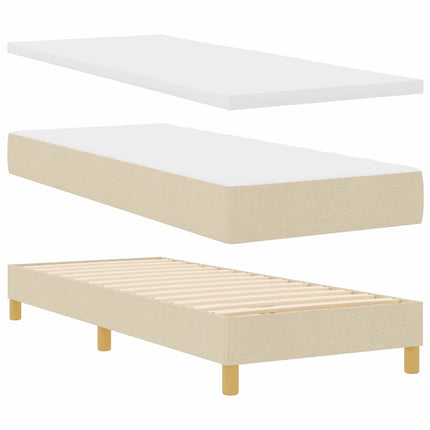 LED Box Spring Bed med LED-lysstrimler Creme 80 x 200 cm Stof