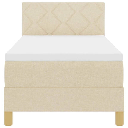 LED Box Spring Bed med LED-lysstrimler Creme 80 x 200 cm Stof