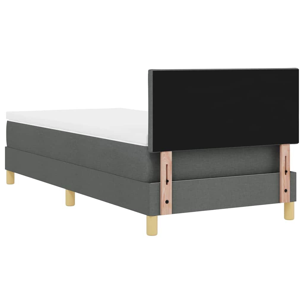 LED Box Spring Bed med hovedgærde Mørkegrå 90 x 190 cm Stof