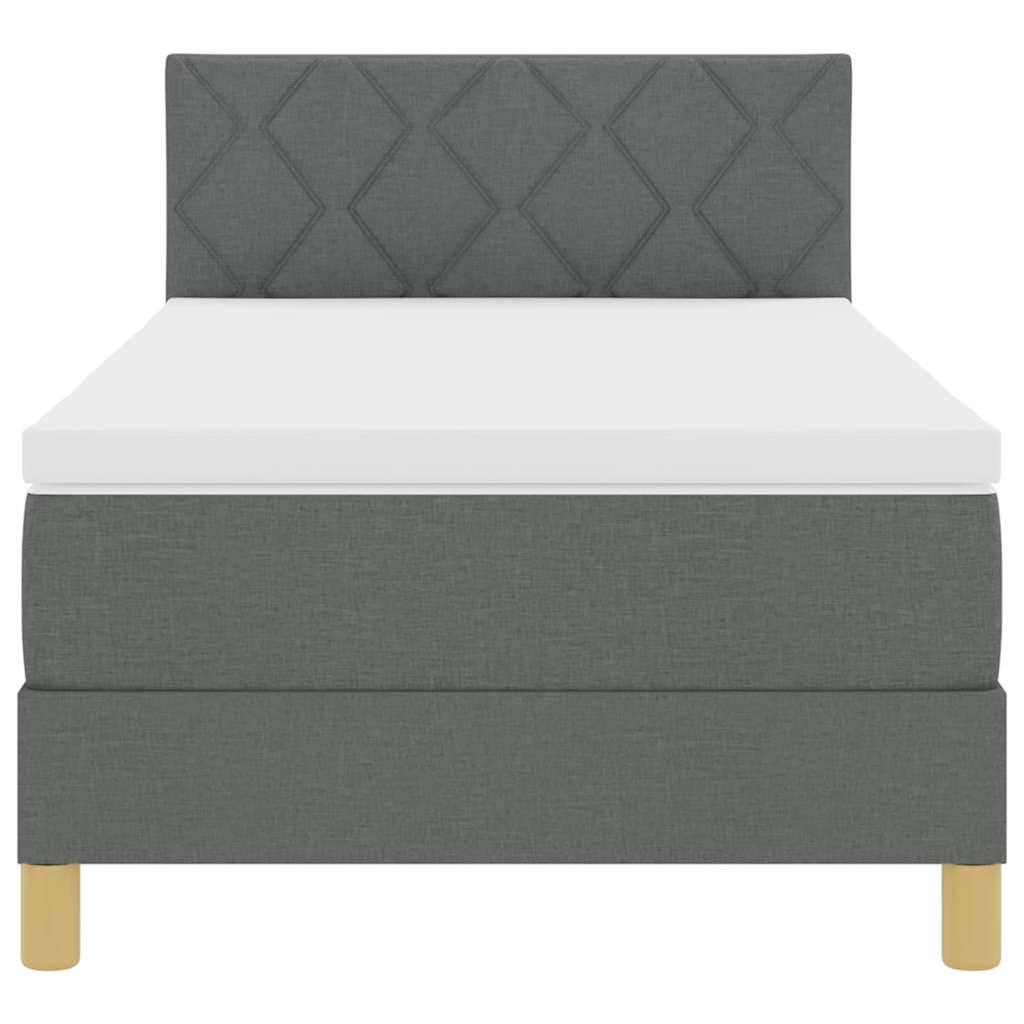 LED Box Spring Bed med hovedgærde Mørkegrå 90 x 190 cm Stof