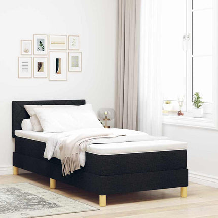 LED Box Spring Bed med LED-lysstrimler Sort 90 x 190 cm Stof