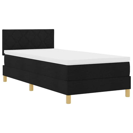 LED Box Spring Bed med LED-lysstrimler Sort 90 x 190 cm Stof