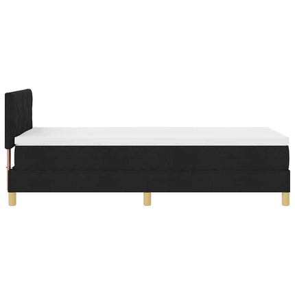 LED Box Spring Bed med LED-lysstrimler Sort 90 x 200 cm Stof