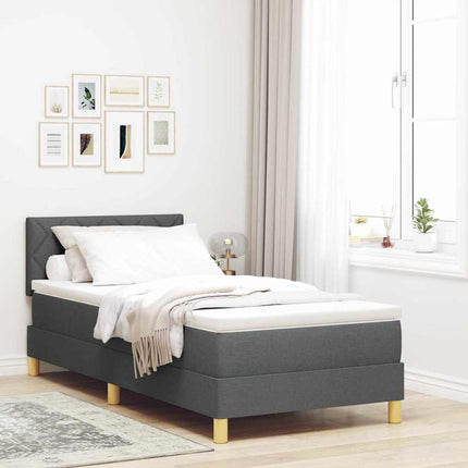 LED Box Spring Bed med hovedgærde Mørkegrå 100 x 200 cm Stof