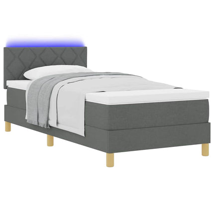 LED Box Spring Bed med hovedgærde Mørkegrå 100 x 200 cm Stof