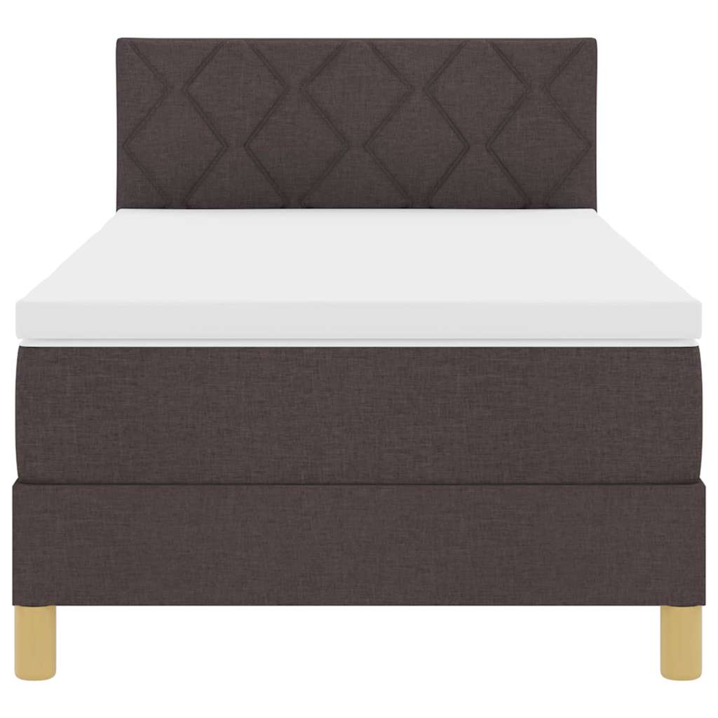 LED Box Spring Bed med hovedgærde Mørk Brun 100 x 200 cm Stof