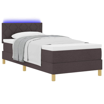 LED Box Spring Bed med hovedgærde Mørk Brun 100 x 200 cm Stof
