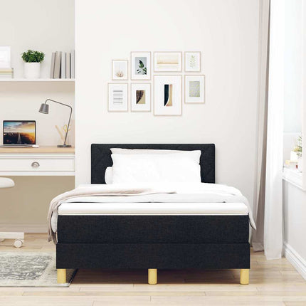 LED Box Spring Bed med LED-lysstrimler Sort 120 x 200 cm Stof