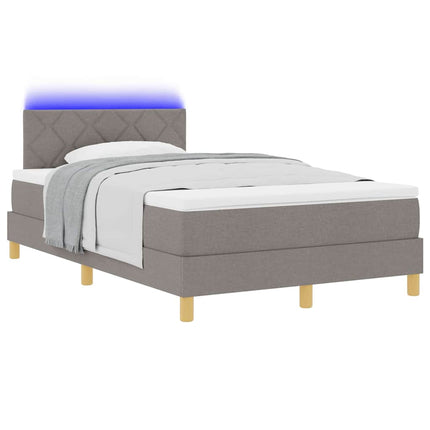 LED Box Spring Bed med hovedgærde Gråbrun 120 x 200 cm Stof