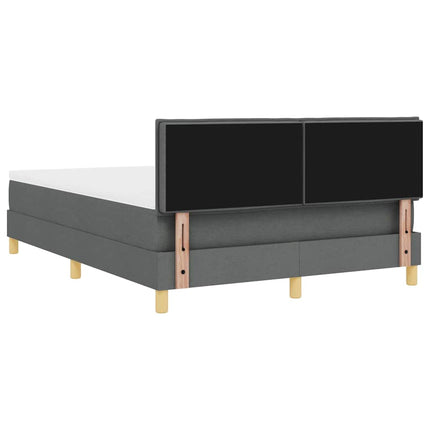 LED Box Spring Bed med hovedgærde Mørkegrå 140 x 190 cm Stof