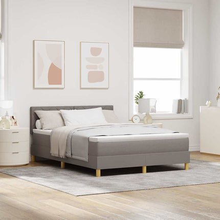 LED Box Spring Bed med hovedgærde Gråbrun 140 x 190 cm Stof