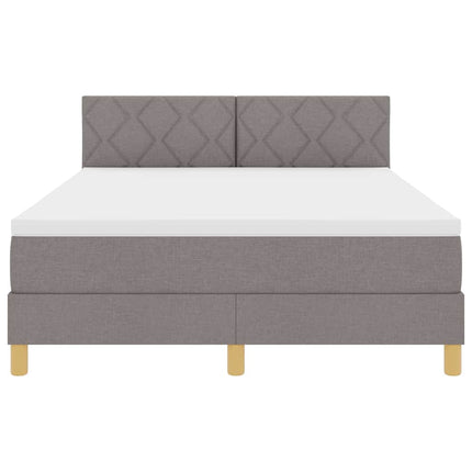 LED Box Spring Bed med hovedgærde Gråbrun 140 x 190 cm Stof