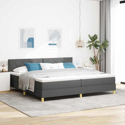 LED Box Spring Bed med hovedgærde Mørkegrå 200 x 200 cm Stof