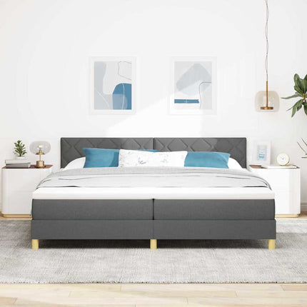 LED Box Spring Bed med hovedgærde Mørkegrå 200 x 200 cm Stof