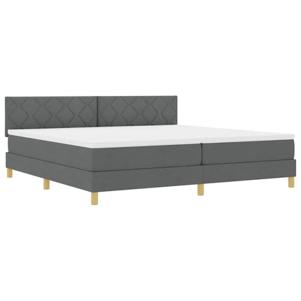LED Box Spring Bed med hovedgærde Mørkegrå 200 x 200 cm Stof