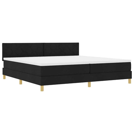 LED Box Spring Bed med LED-lysstrimler Sort 200 x 200 cm Stof