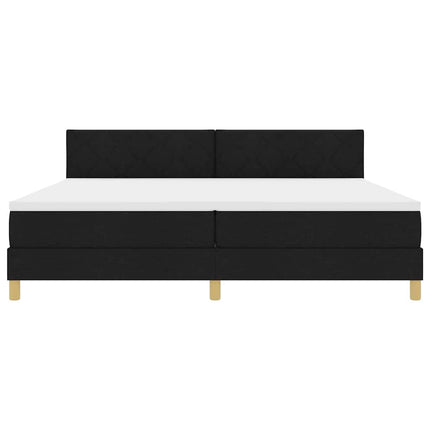 LED Box Spring Bed med LED-lysstrimler Sort 200 x 200 cm Stof