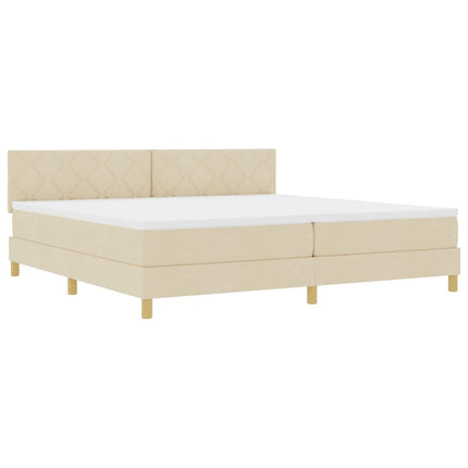 LED Box Spring Bed med hovedgærde Creme 200 x 200 cm Stof