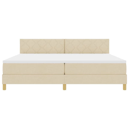LED Box Spring Bed med hovedgærde Creme 200 x 200 cm Stof