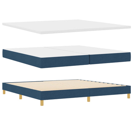 LED Box Spring Bed med LED-lysstrimler Blå 200 x 200 cm Stof