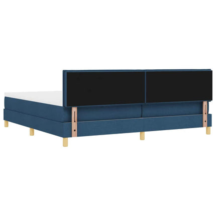 LED Box Spring Bed med LED-lysstrimler Blå 200 x 200 cm Stof